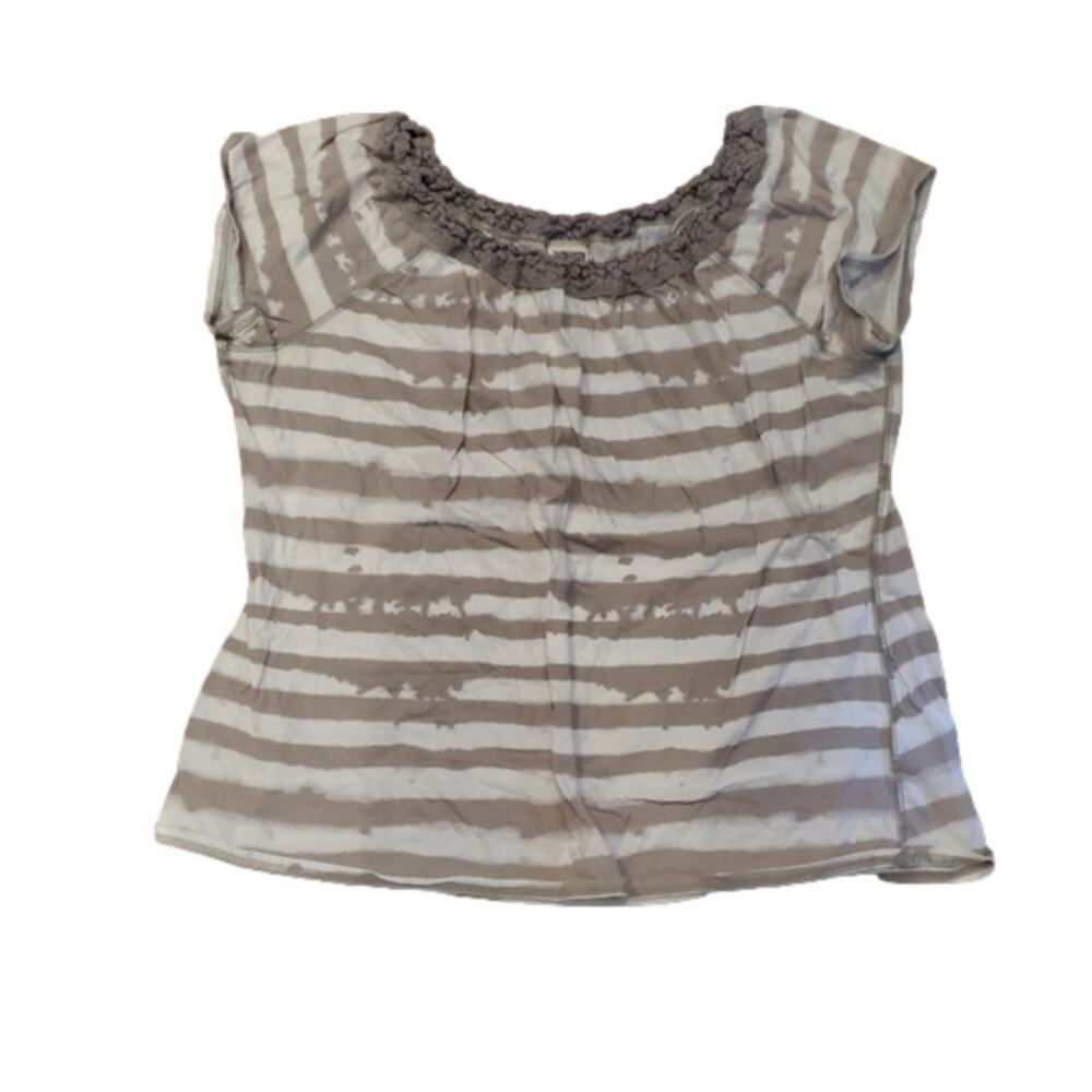 Route 66 Women's Short sleeve striped lace wide neck Y2K shirt Size 2X